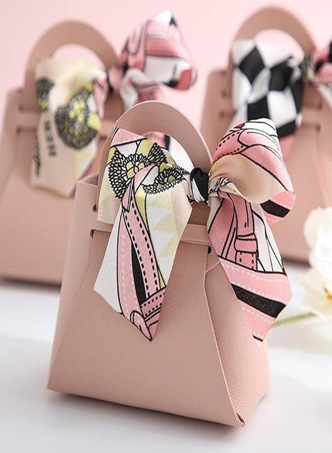 Graidient span multi-color PU Leather Wedding Favour Gift Bags - Set of 6 Elegant Handbag Style Candy Boxes with Ribbons - 12x5.5x13 cm - Party Decoration & Guest Return Gift Box - Image 2